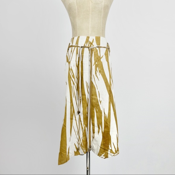 La Matta Italian Suede Tan Cream Asymmetrical Skirt - Picture 5 of 9